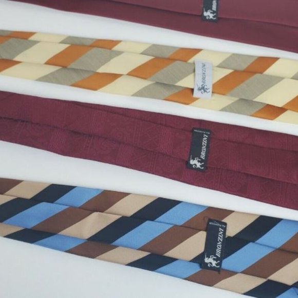 Vintage Mens Fashion Casual Dress Tie 4 Bronzini in Graphic Retro Stripes - Picture 8 of 10